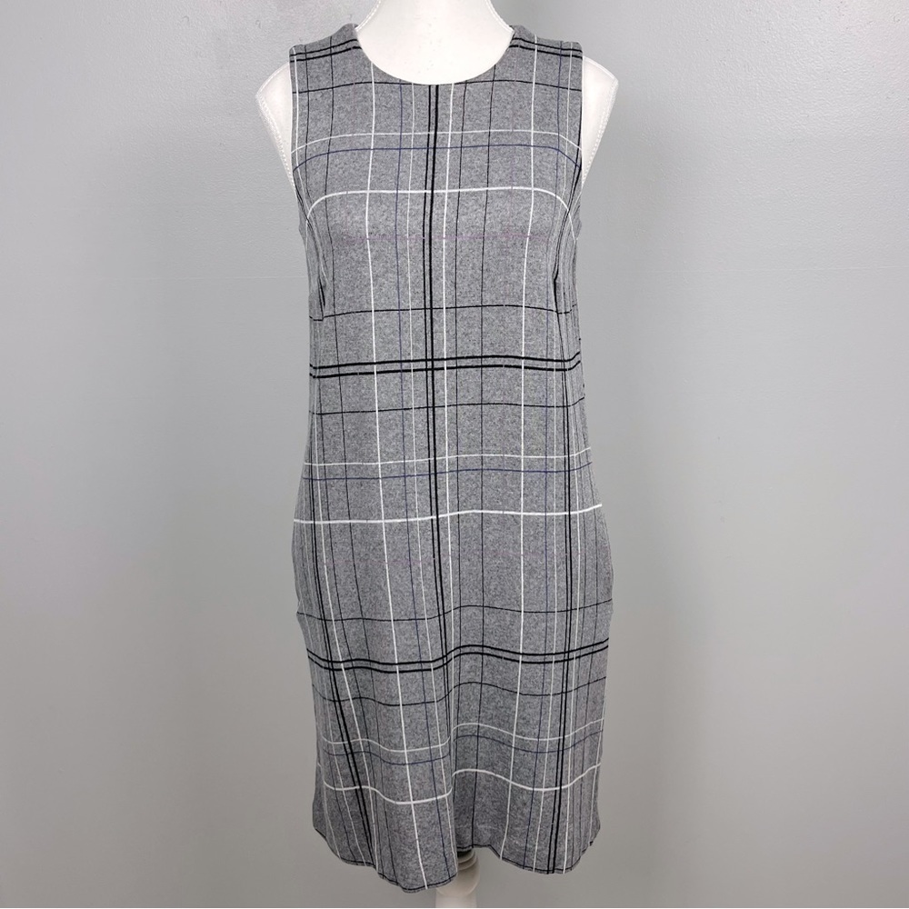 J.Jill gray plaid Ponte knit sleeveless pullover dress, size XS.